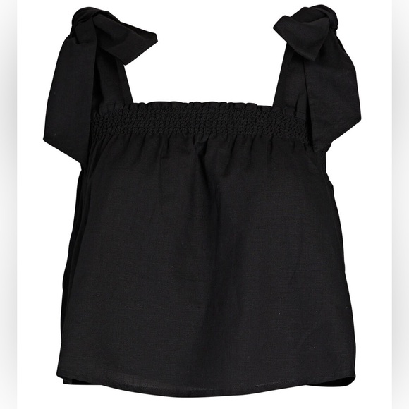 NWT Something Navy Tie Shoulder Top in Black Size Small - Picture 3 of 12